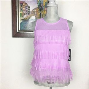 NWT Design Lab Lavender Tiered Mesh Sleeveless Top